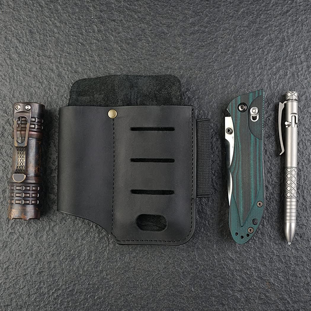 VIPERADE PJ15 Multitool Sheath for Belt, Leather Flashlight Holster, EDC Belt Organizer, Leather EDC Pocket Organizer, Flashlight Sheath