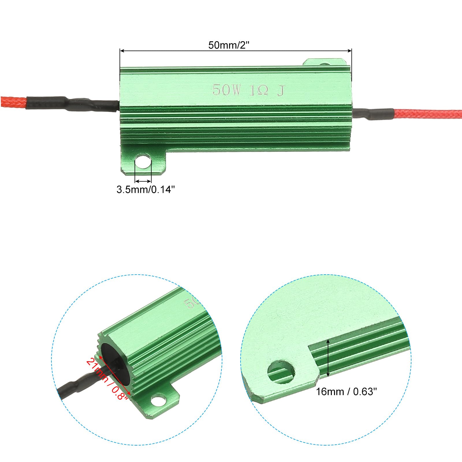100W 16 Ohm Aluminium Coque Résistance 5 Lot Aluminium Résistances Vis