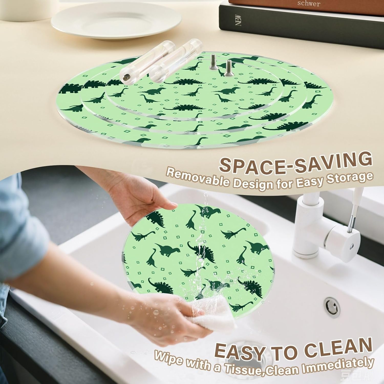 Little Dinosaur 3 Tier Acrylic Cupcake Stand, Cupcake Stand for 34 Cupcakes for Weddings,Christmas,Holidays,Parties,Birthday,Printed Cupcake Tower 23300015