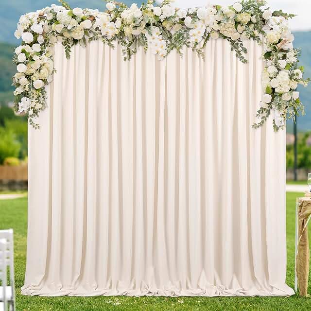 10ftx8ft Backdrop Curtains Polyester Backdrop Curtain Ivory Backdrop Dra...
