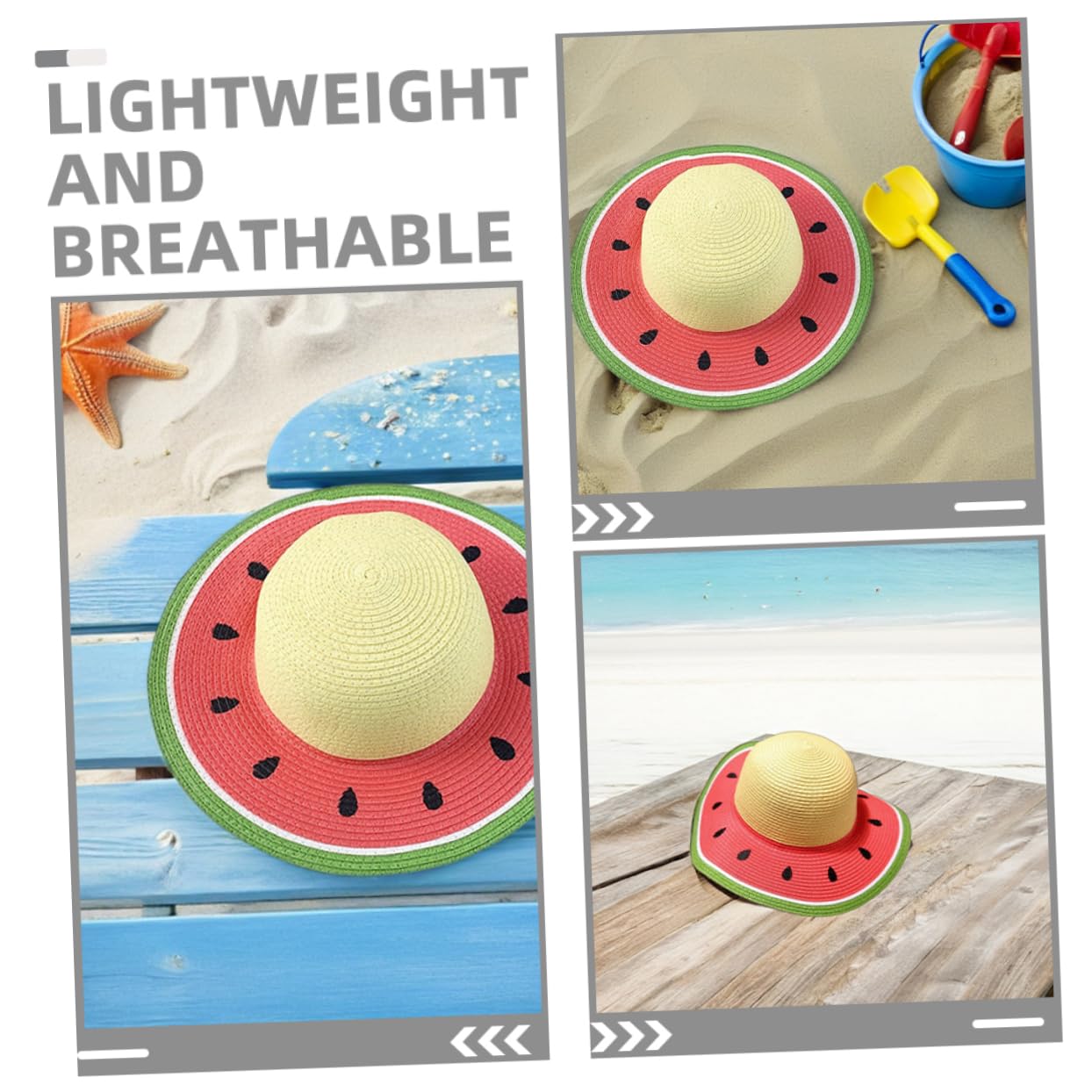 Zerodeko Sombrero de Paja de ala Ancha Diseño de Sandía para Niñas de 3 a 8 Años, Protección UV y Plegable para Verano, Playa y Camping al Aire Libre