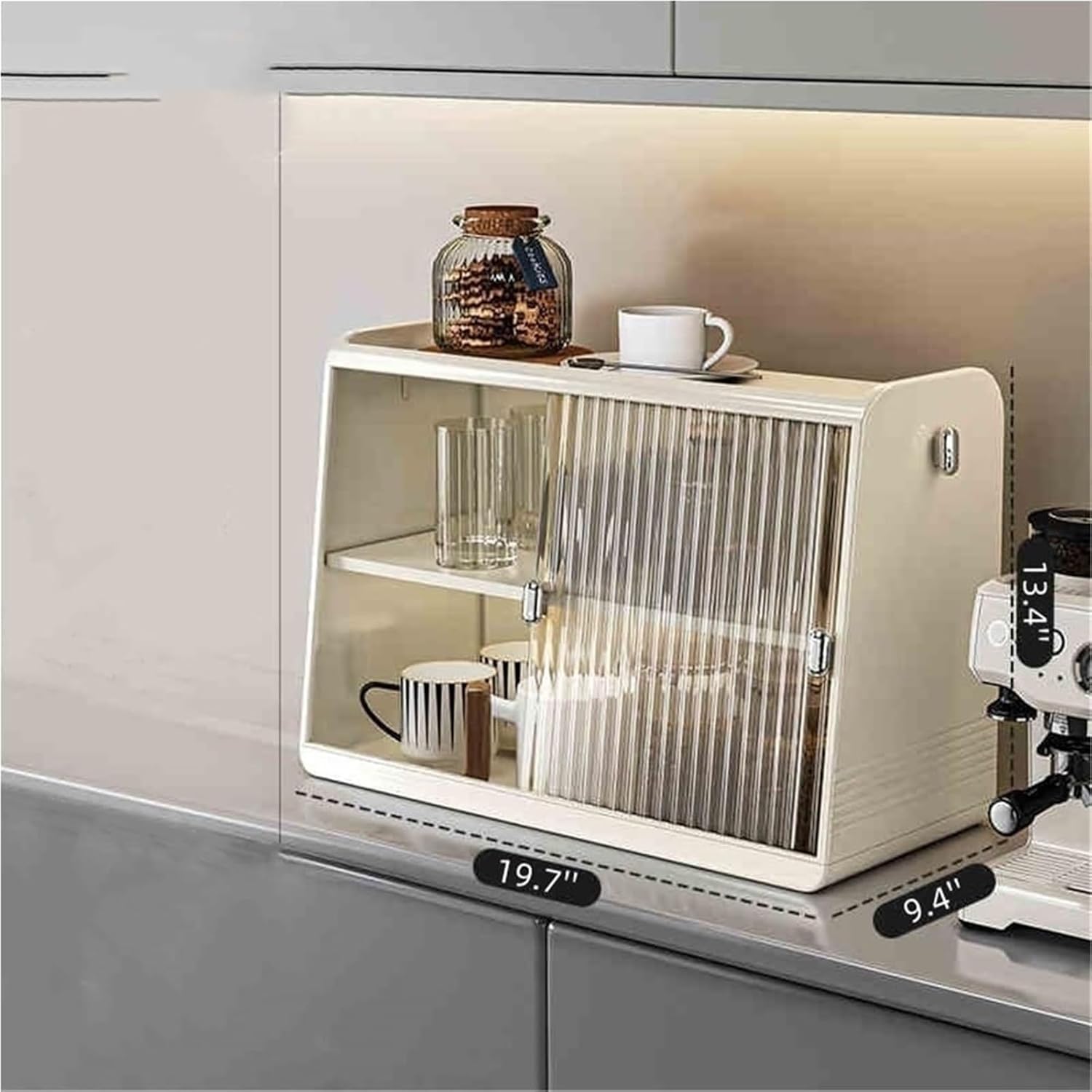 Desktop Double-Layer Cup Holder Spice Storage Cabinet Plastic Coffee Mug Organizer for Kitchens Bathrooms,Living Room