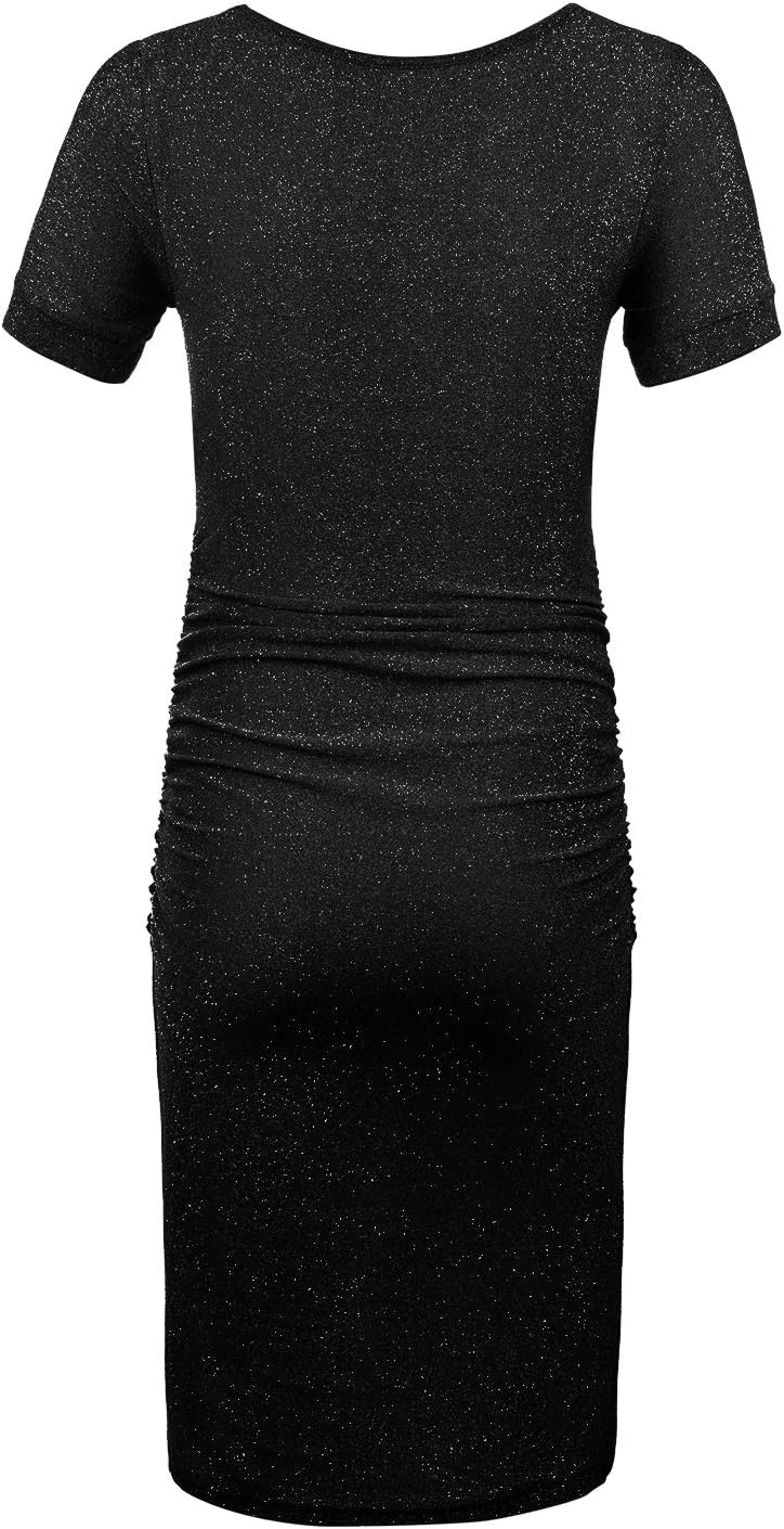KIM S Glitter Maternity Dress Photoshoot Bodycon Dresses for Baby Shower or Daily Wear - Image 4