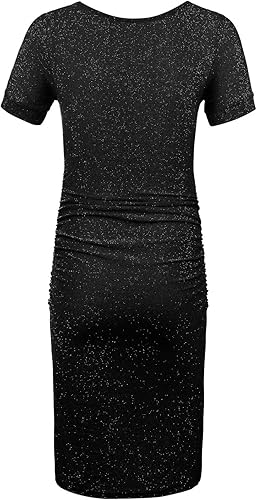 Miniatura 4 de KIM S Vestido de maternidad con purpurina para sesión de fotos, vestidos ajustados para baby shower o uso diario