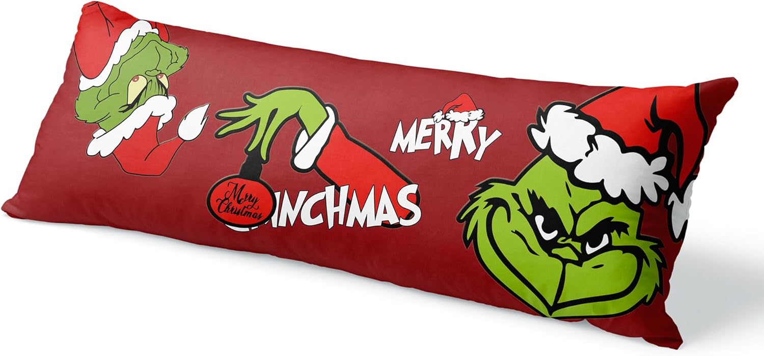 Christmas Body Pillowcase Xmas Holiday Red Large Body Pillowcovers Winter Sofa Home Decoration Cushion Pillow Protector 20x54inch