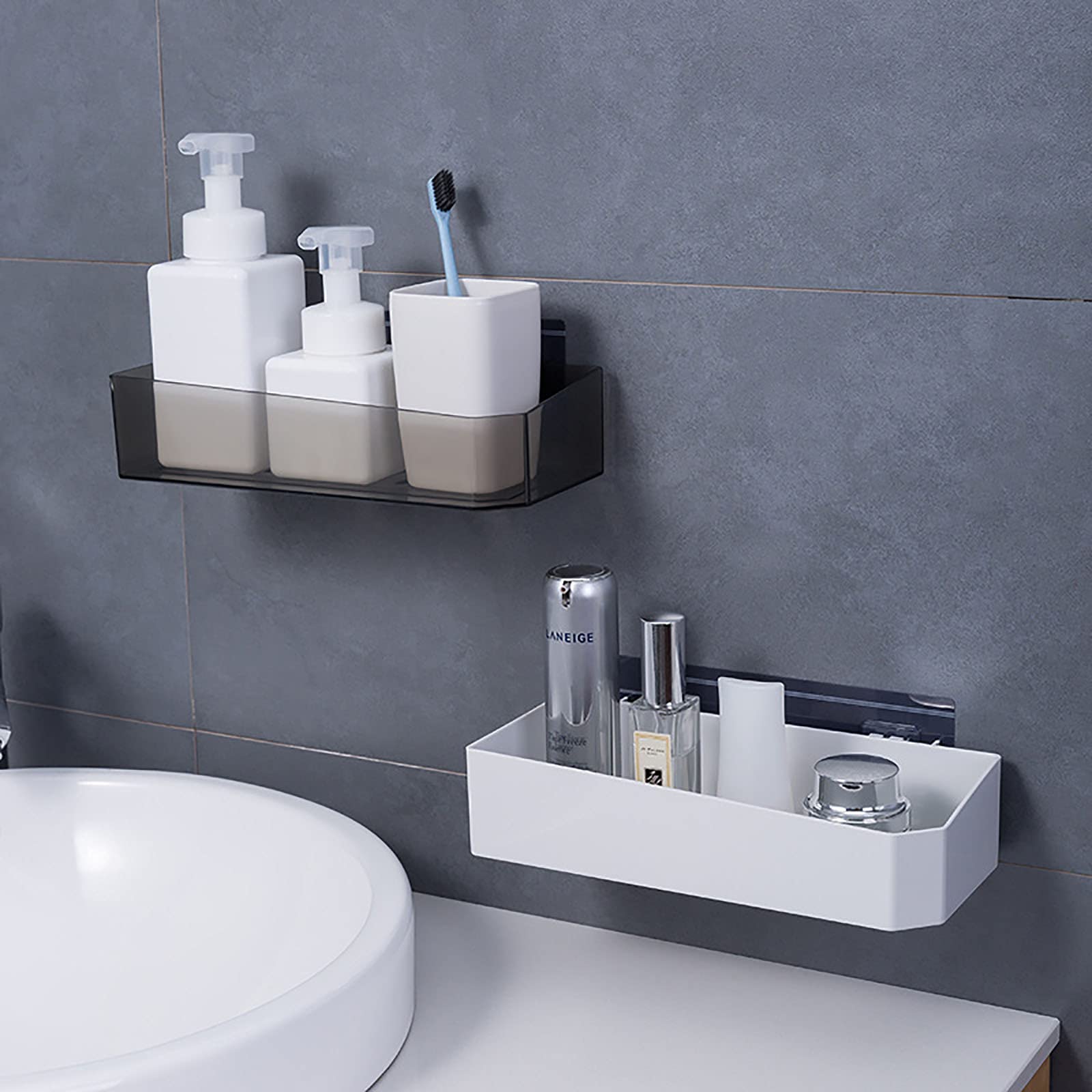 estantes de baño exquisitos Almacenamiento de baño Adhesivo montado en la Pared estantería de Ducha Estante de baño sin Perforaciones para Cocina baño Inodoro/Negro