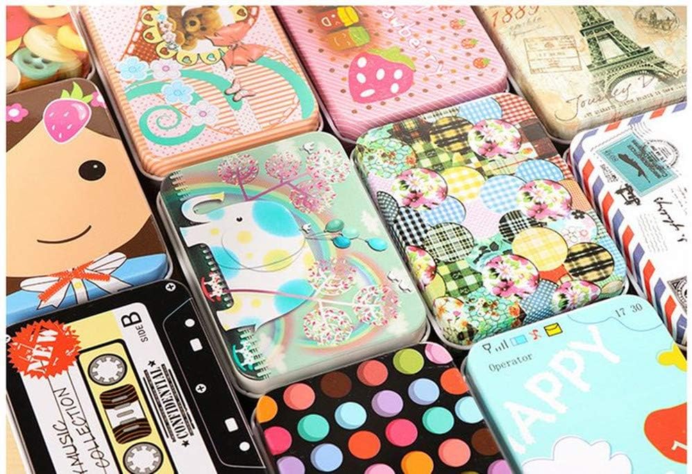 3.75x2.55x1.15 Inch Dry Storage Tinplate Cardcase Small Storage Tea Coffee Cans Decorative Boxes Durable Multi Purpose Home Kitchen/Trave/Office Rectangle Colorful 8 Pack