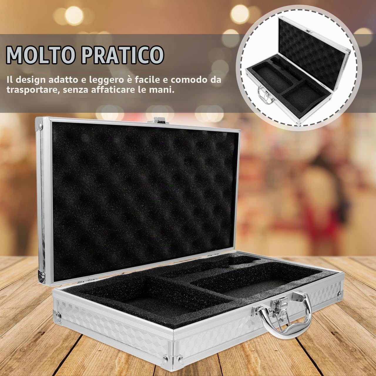 Abaodam Custodia Rigida Per Microfono Wireless Portatile 13.78X7.56X2.56 Pollici Con Imbottitura Protettiva Interna Valigetta Leggera Impermeabile Per Eventi Esterni Cantanti Ktv