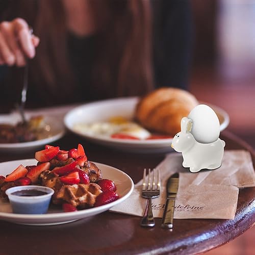 Miniatura 5 de Zerodeko 1 bandeja de cerámica para el desayuno y el brunch de ensalada, decoración de conejo, bandeja de base de cerámica, soportes de decoración