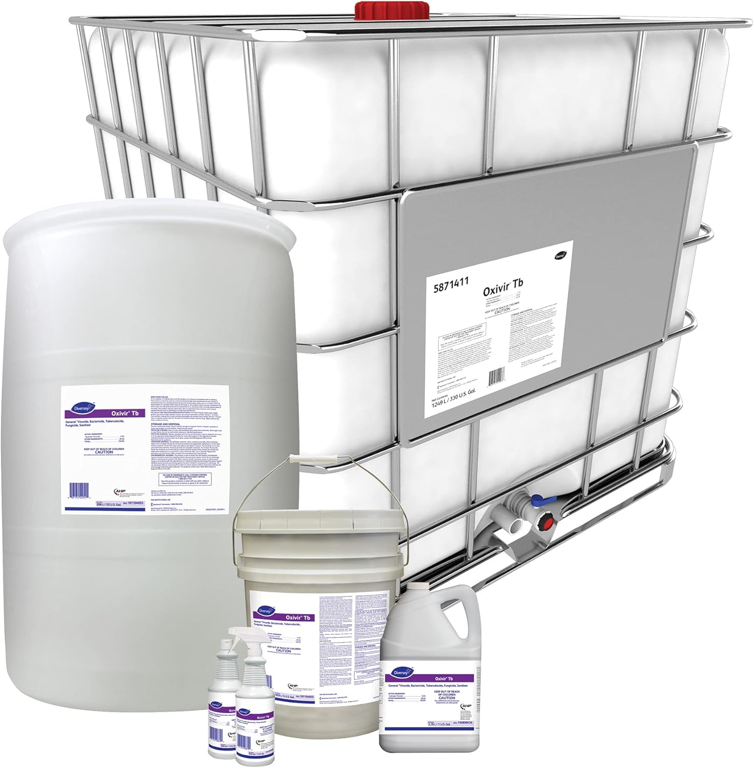 Diversey - Oxivir Tb Ready-To-Use Disinfectant Cleaner (4277285) - 32 Oz (Pack of 4 Bottles + 4 Spray Triggers)