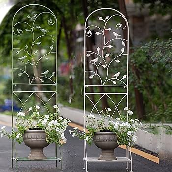 Amazon | オベリスク、庭のレトロなオベリスクの金属のトレリスの花の