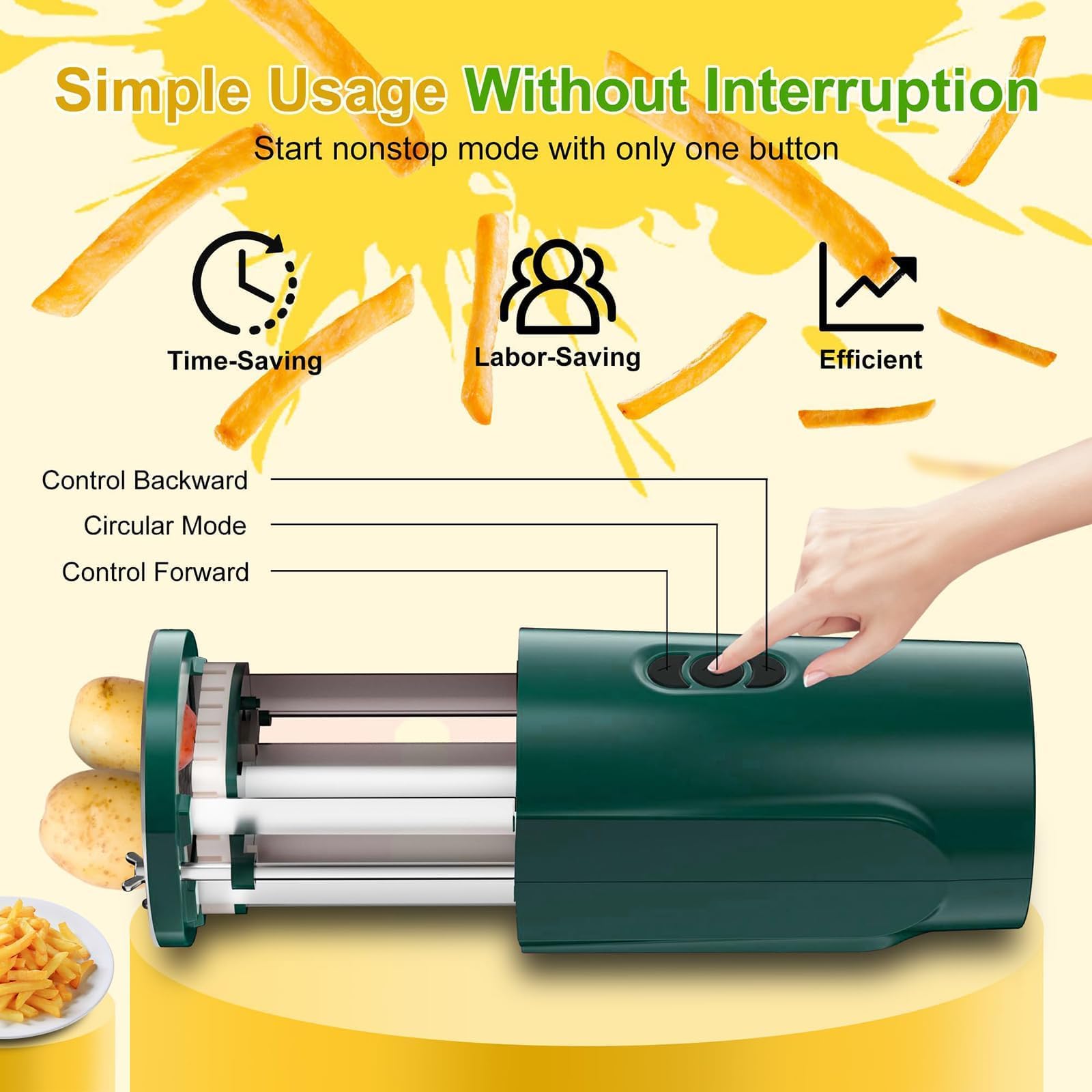 Cortador eléctrico de Patatas Fritas, rebanador de Verduras Comercial de Acero Inoxidable con Dos Cuchillas para Cocina y Restaurante, Cortador de Frutas y Verduras Comercial.