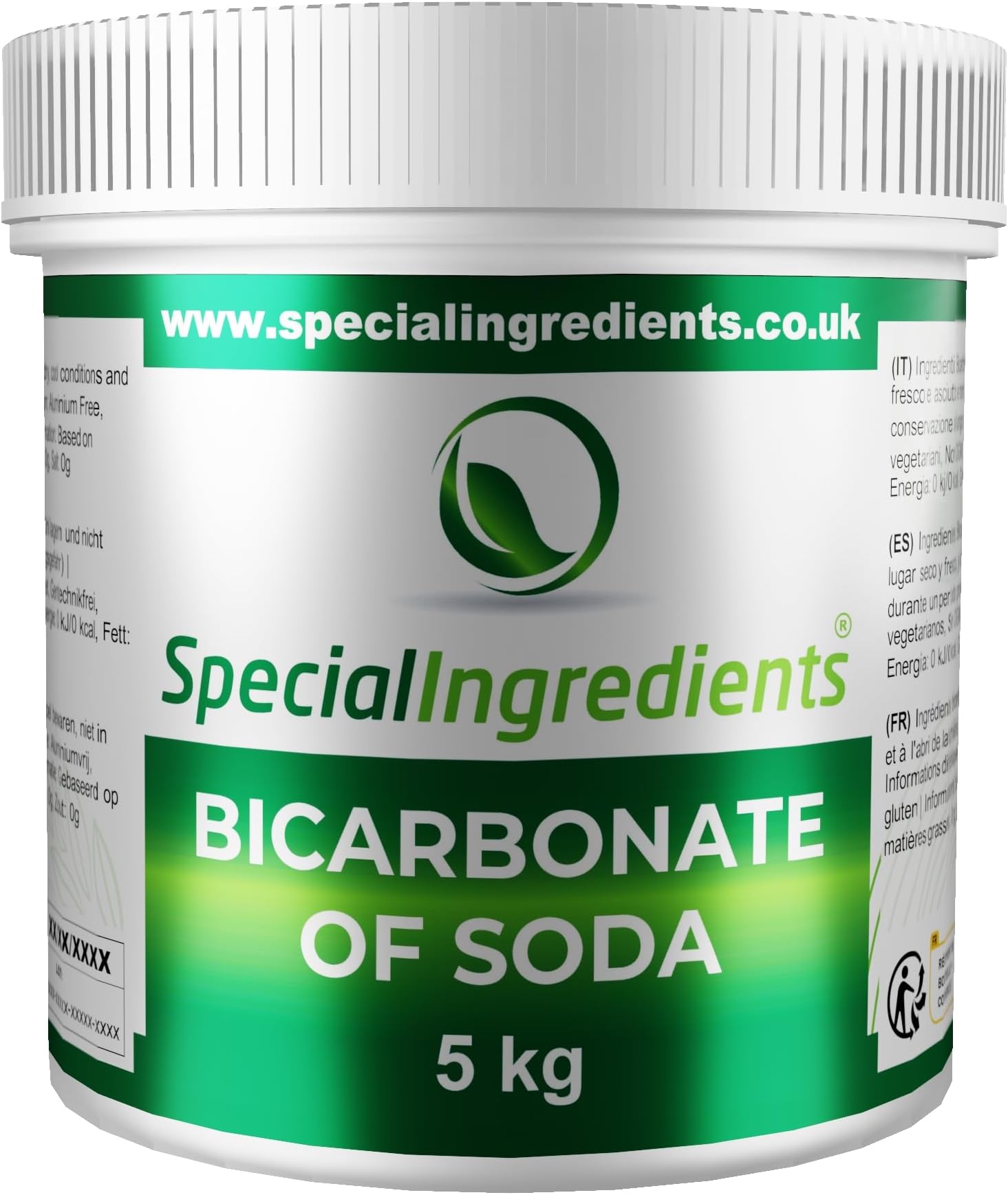 Bicarbonate of Soda 5kg Aluminium Free Extra Fine Powder Non-GMO Gluten Free - Recyclable Container
