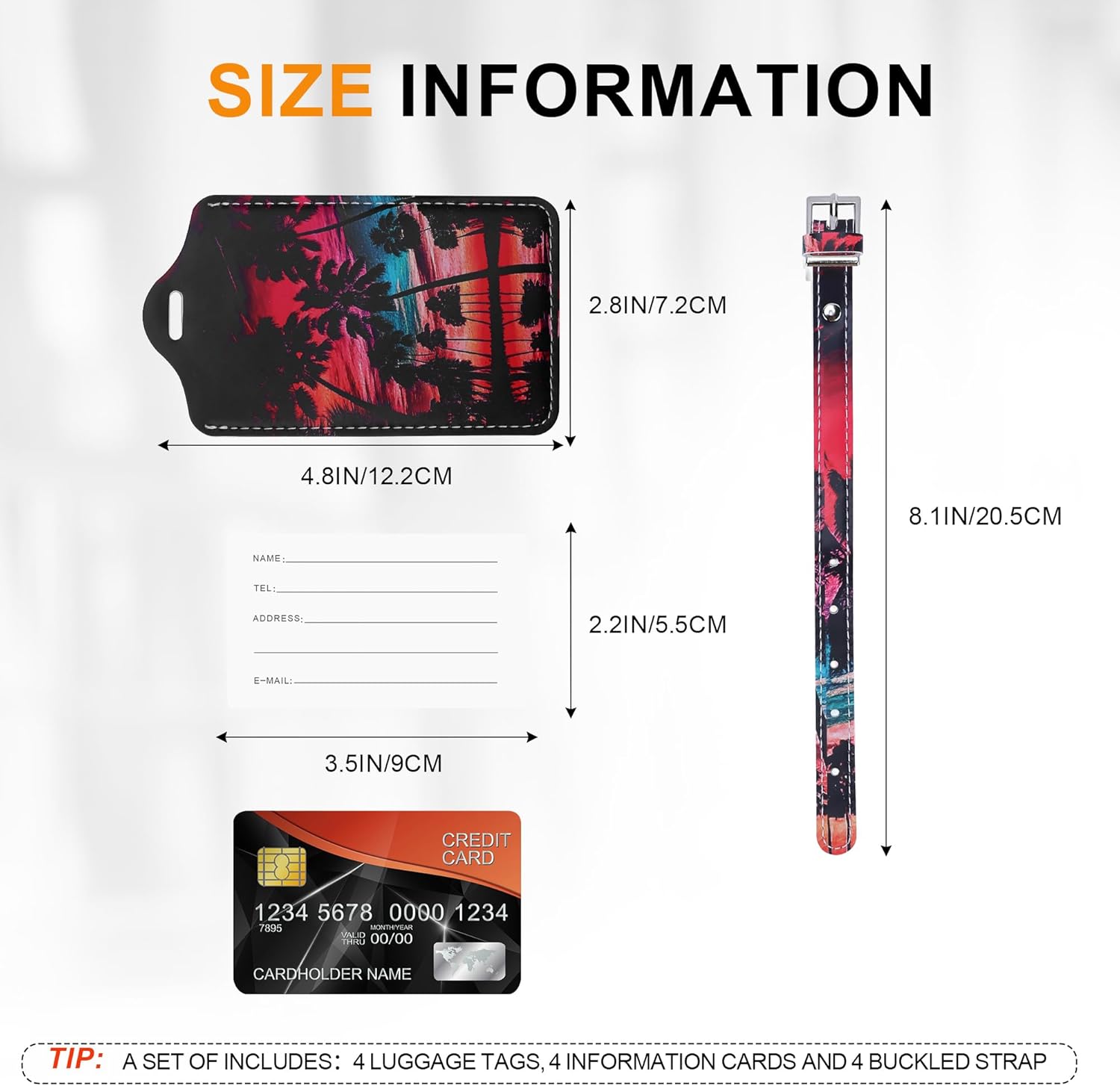 4 Pack Luggage Tag for Suitcases TSA Approved, Leather Suitcase Tags Identifiers, Cute Bag Name Travel Tags ID Labels for Women Men Cruise Airport Luggage Travel Essentials by Sodsay - Image 6