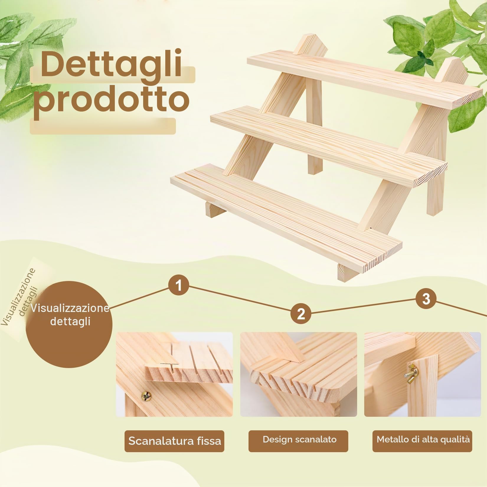Espositore a 3 Livelli in Legno per Orecchini e Anelli, Espositore a Soffietto con Scanalatura, Rimovibile, Supporto per Gioielli per Profumi, Figure, Cosmetici, Collezionismo, Cupcake
