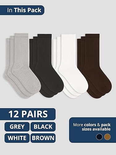 Vista 50 de Special Essentials Calcetines para diabéticos para hombres y mujeres, 12 pares de calcetines neuropatía que no atan la humedad, longitud de la Marrón