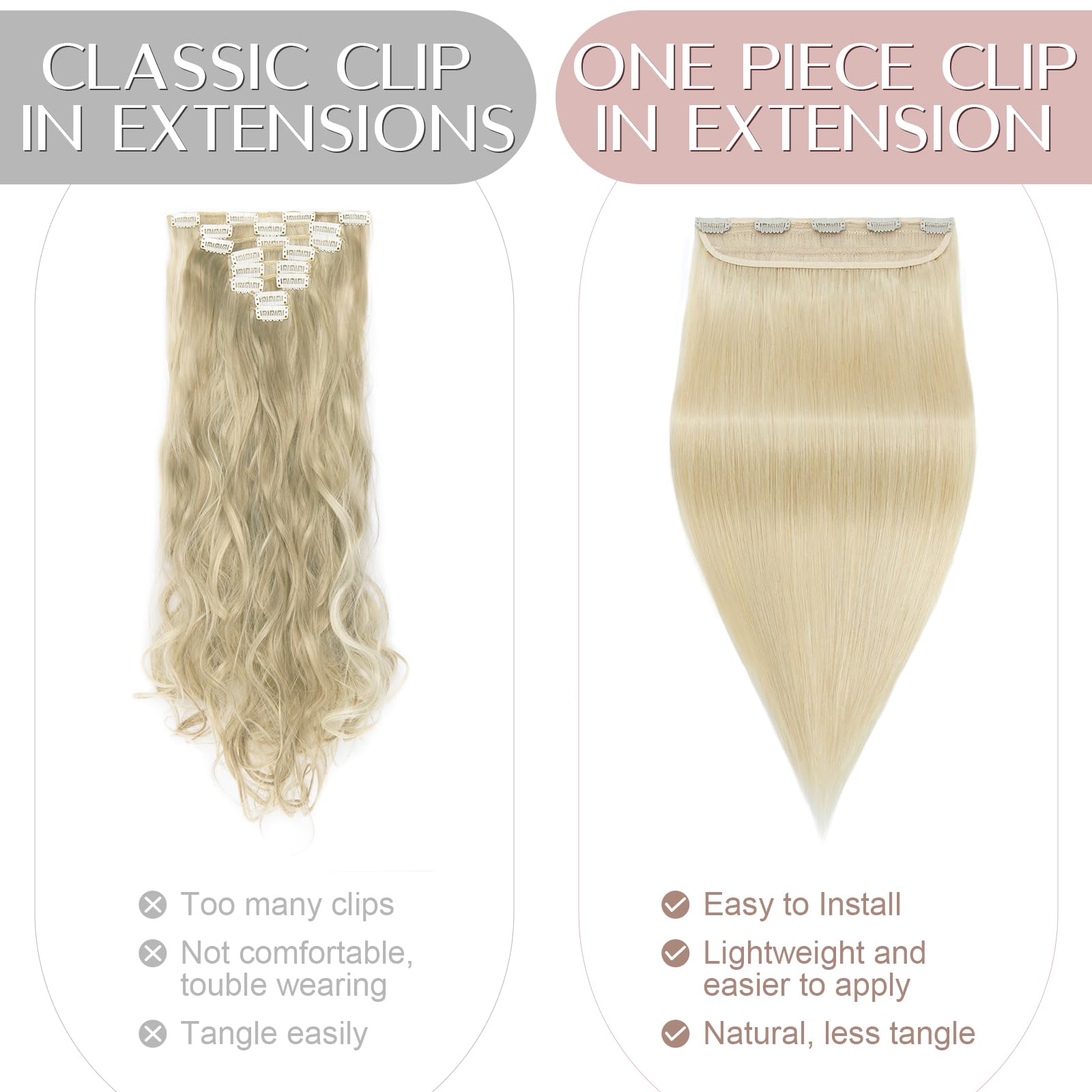 20 inches SEGO One Piece Hair Extensions Clip in Human Hair [#1B Natural Black] Real Remy Hairpieces for Women 3/4 Full Head Straight Invisible (50g) — view 70