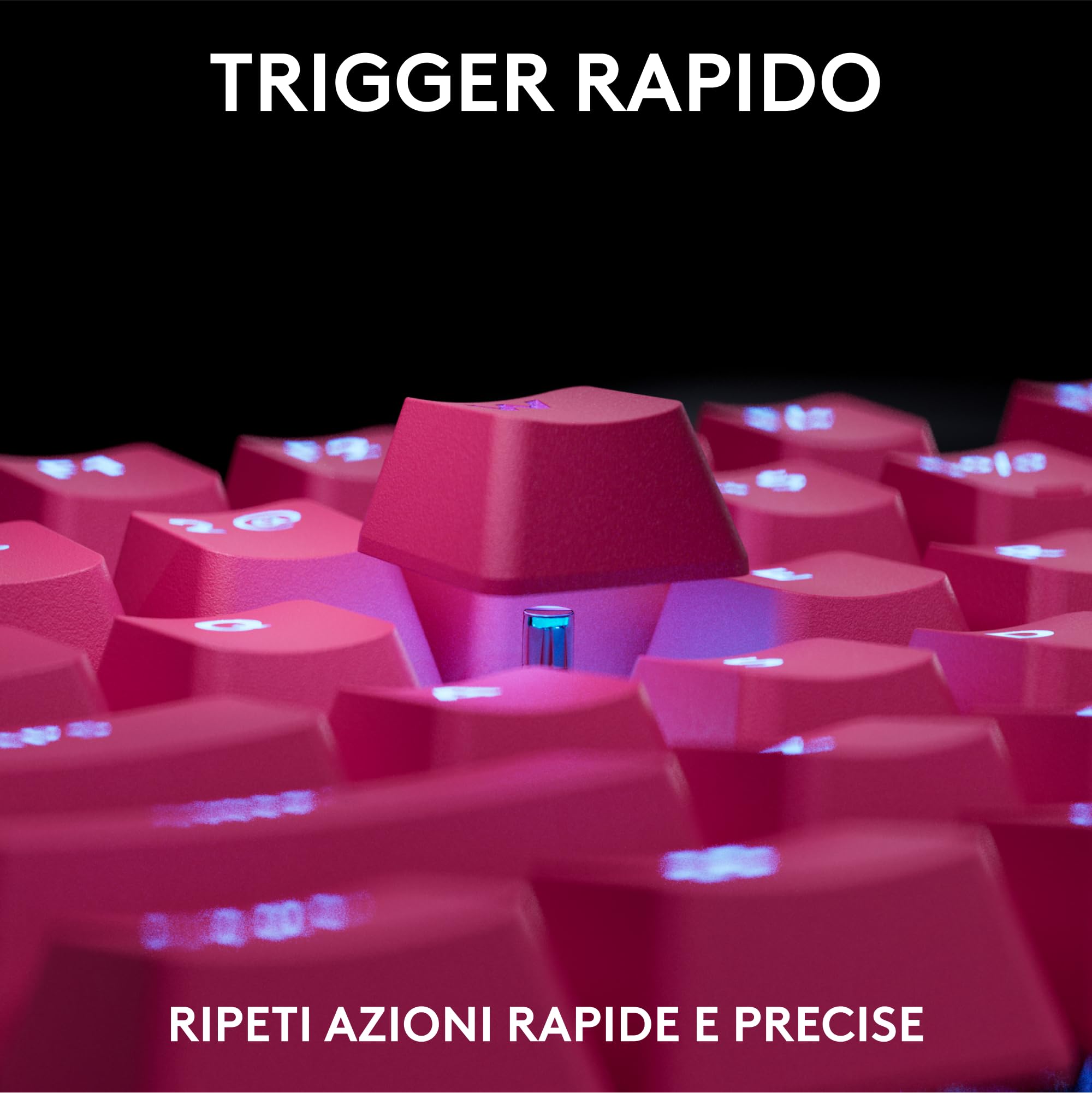 Logitech G PRO X TKL RAPID, tastiera gaming senza tastierino numerico con interruttori analogici magnetici, modalità di attivazione rapida, azionamento e RGB personalizzabile, US INT'L QWERTY-Magenta