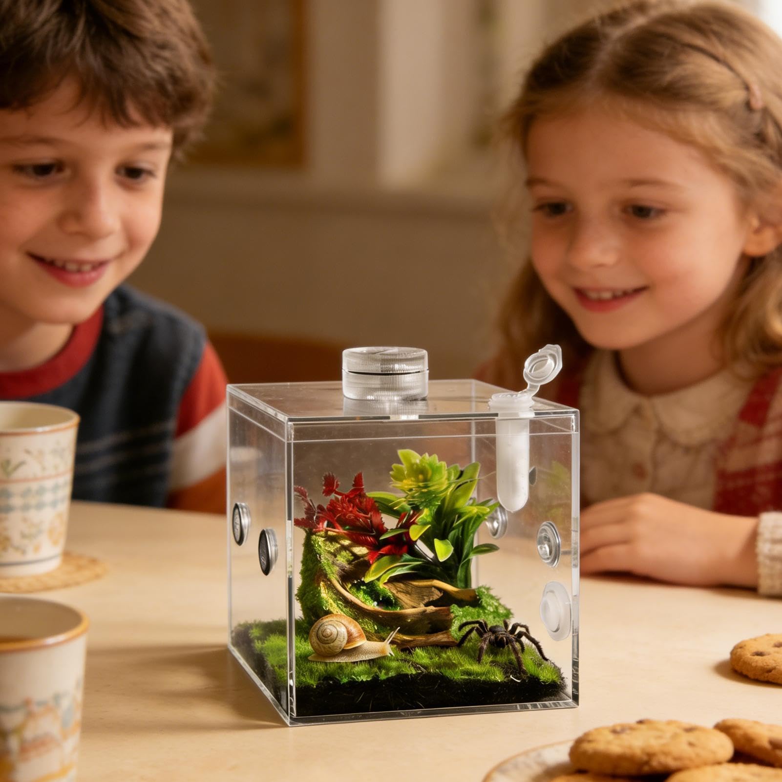Recinto para Arañas Saltadoras, Juego De Cría De Reptiles Acrílico Transparente con Recinto, Paisaje, Dispositivo De Ventilación, Plato, Dispositivo De Iluminación para Tarántulas Arbóreas — view 7