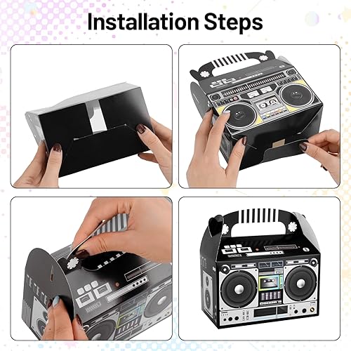 Miniatura 7 de 12 piezas de decoraciones de fiesta de hip hop, decoraciones de fiesta de los años 80 y 90, cajas de recuerdo novedosas, caja de regalo de radio