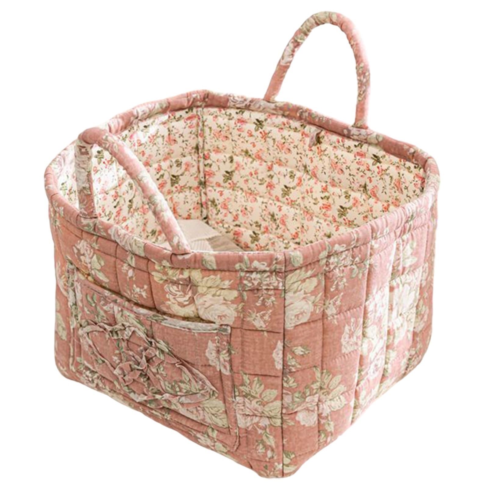 SUBLXPoten Foldable Floral Organizer Bin Boho Fabric Storage Basket Large Capacity Quilted Laundry Hampers Collapsible Dirty Clothes Underwear Sorting Baskets