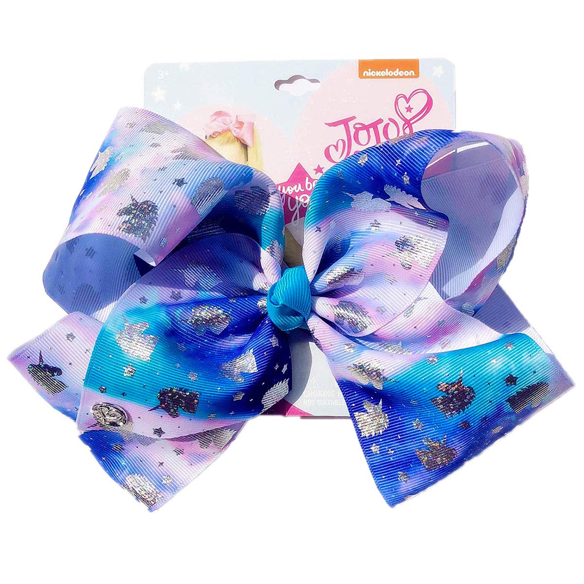 Jojo Siwa Glitter Unicorn Signature Hair Bow - Galaxy Pattern Ribbon made Large 8inch 20cm Hair Bow - Children Hair Accessories - Cosplay Costume Party Favor - Gift Choice Preferred