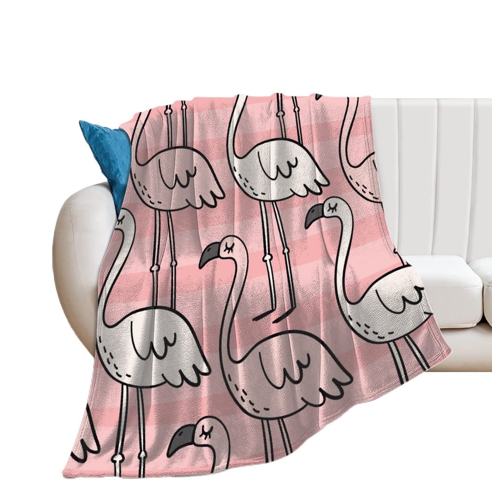 Couverture Polaire Flanelle Flamant Rose Plaid Canapé Lit 130x150