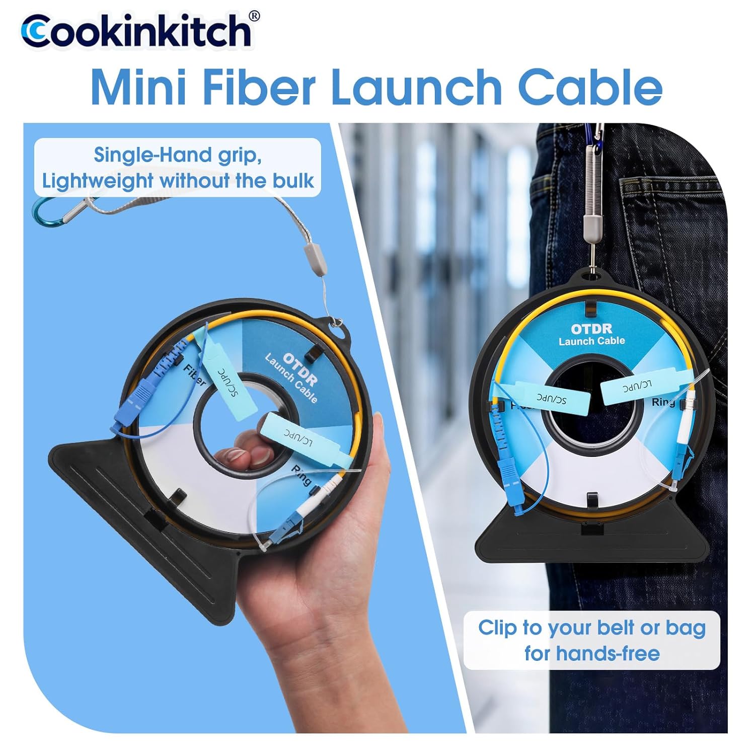 OTDR Launch Cable, 1000m Single Mode (9/125) Dead Zone Eliminator with SC/UPC to LC/UPC Connectors, Extension Cord for Network Testing