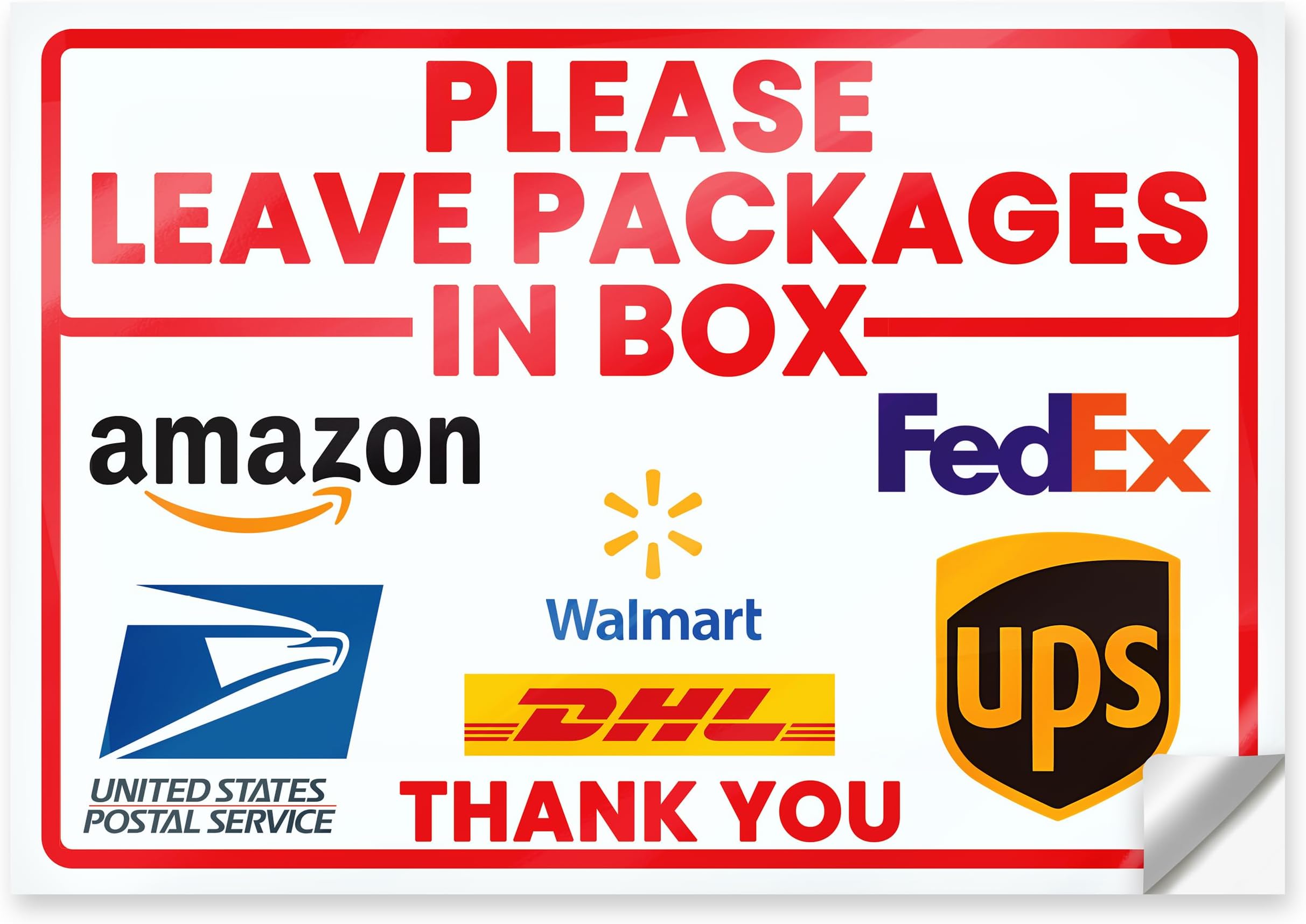 Leave Packages in Box Sticker, 10 x 7 Inch Reflective Package Delivery Sign with Strong Adhesive, UV Laminated Vinyl for Parcel Boxes, Porch