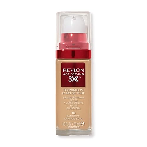 Revlon Base Líquida, Maquillaje Facial Age Defying 3X, Fórmula Anti-Envejecimiento y Reafirmante, SPF 20, Cobertura Media Edificable de Larga