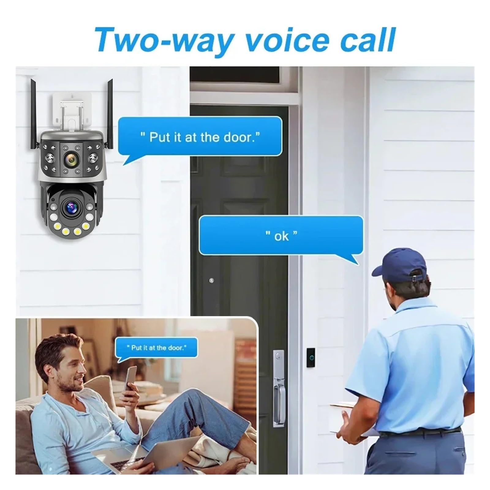 Telecamera di sicurezza WiFi esterna PTZ da 8 MP 360°