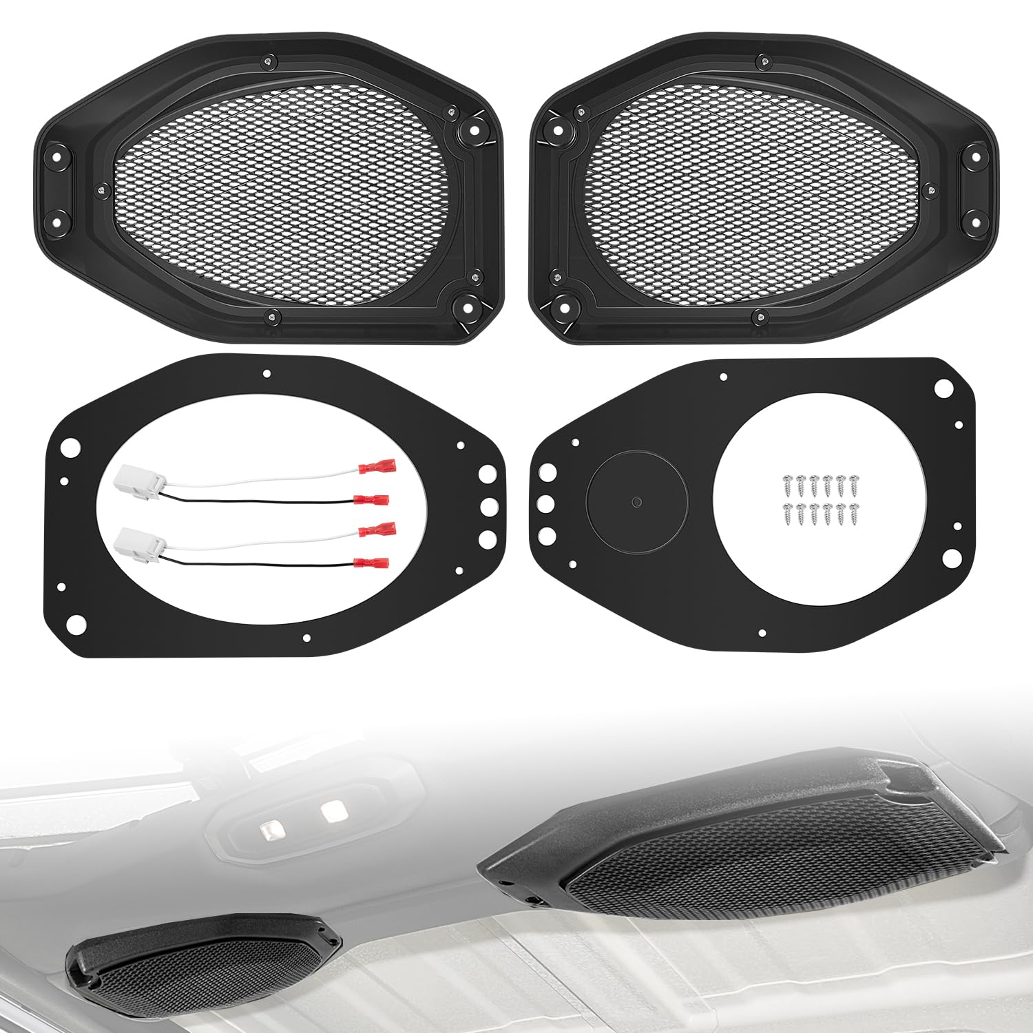 STINGER Frontlautsprecher-Adapter Für Jeep Wrangler JL & Gladiator JT – 16,5 Cm Pods Mit Hochtöner-Adapter, 2er-Set