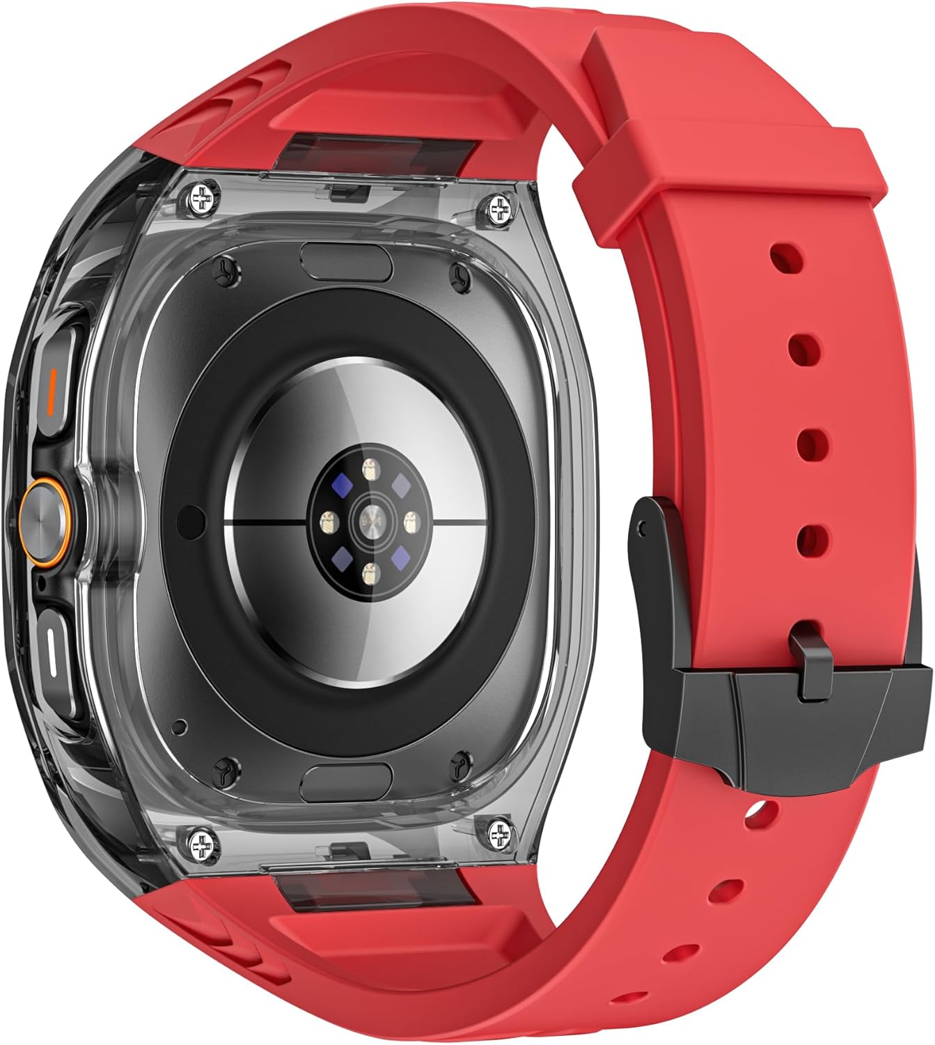 Transparent Designer Rugged Case with Band Compatible with Samsung Galaxy Watch 7 Ultra Band,Luxury Crystal Clear Military Protective Cover Bumper Tactical for Galaxy Watch Ultra 2025 Strap