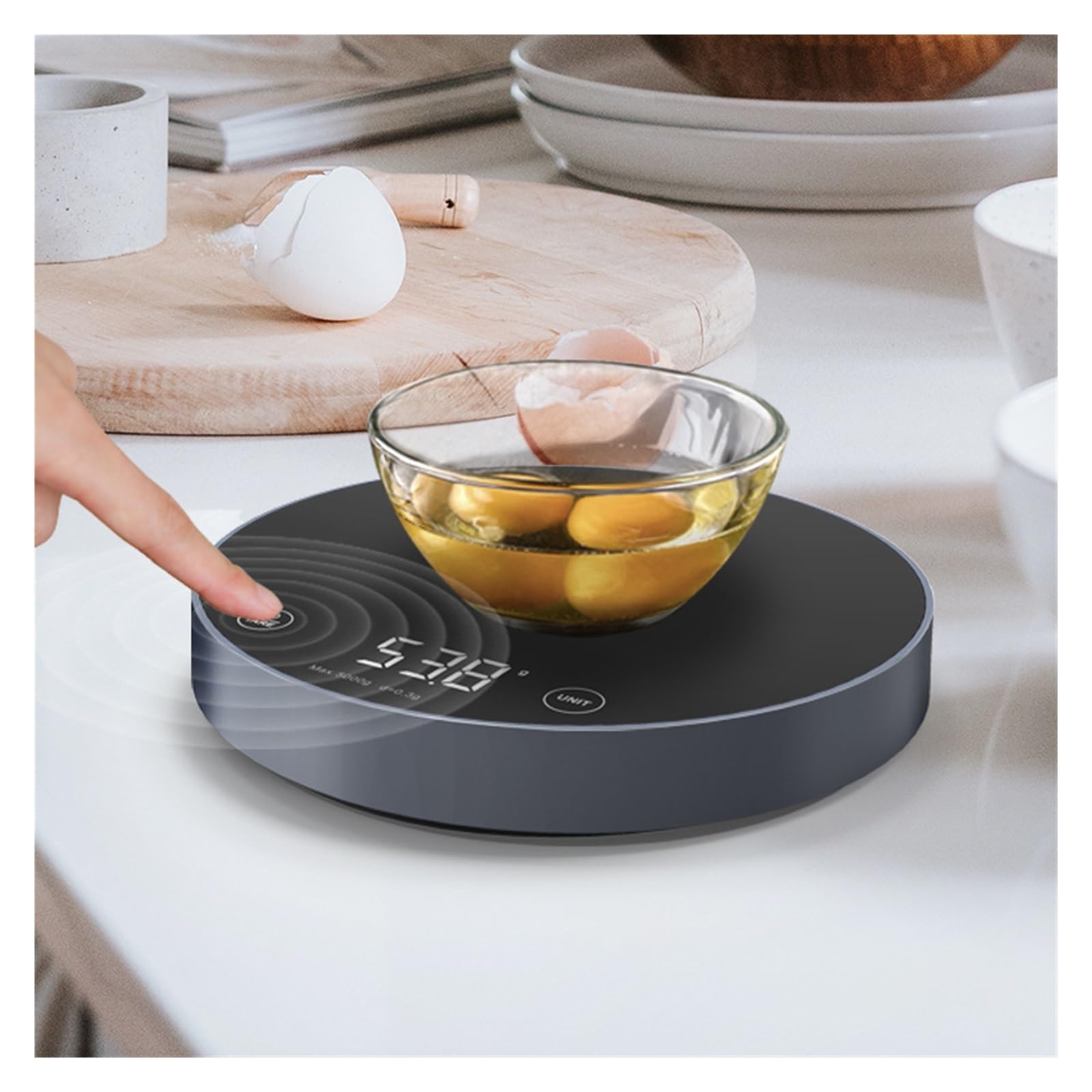 Waga Kuchenna Ruchoma Piekarnia ABS Szklana Spożywcza Elektroniczny Bezprzewodowy Wyświetlacz LCD Równowaga Wysoka Precyzja Łatwa Obsługa Precise Measurement(Silvery)