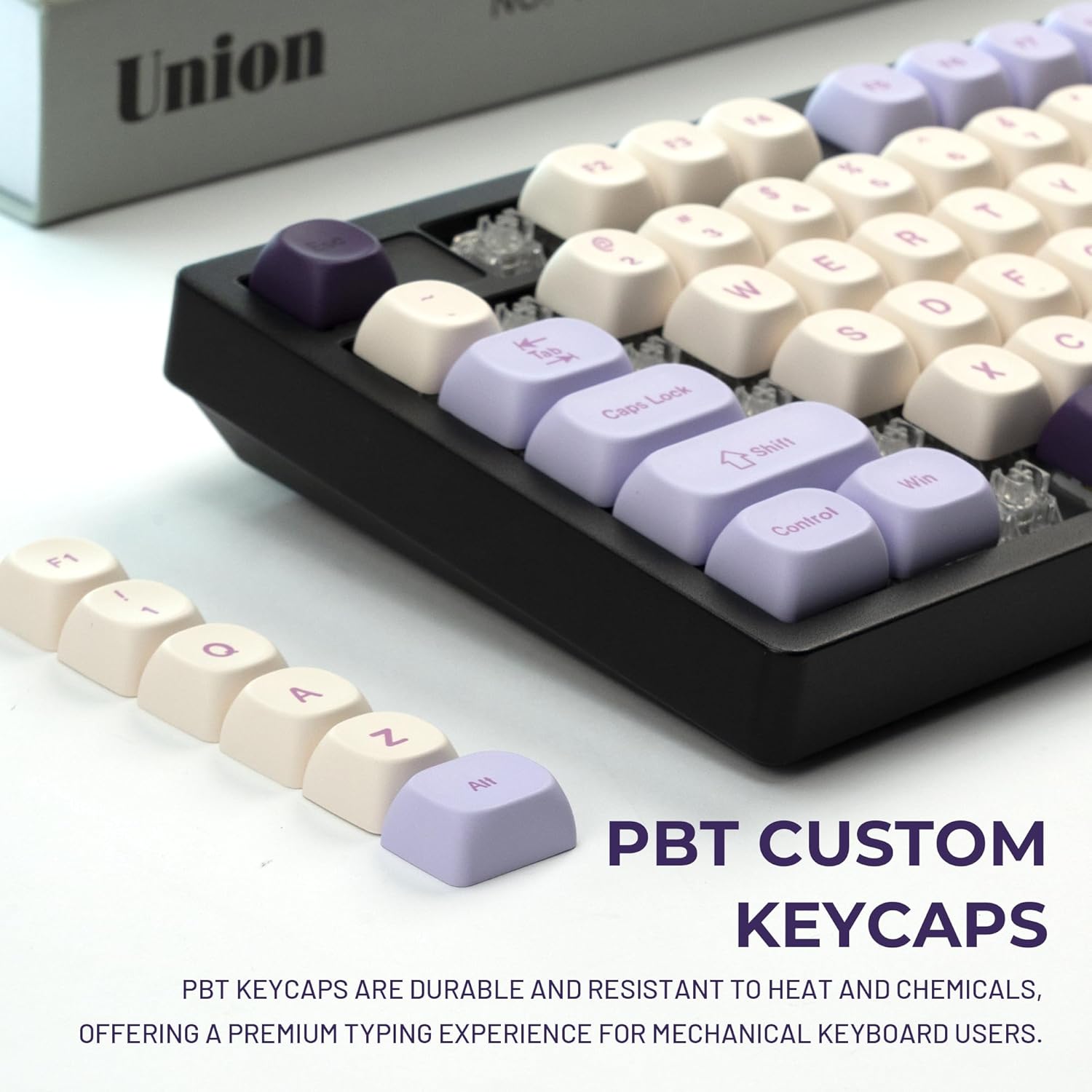 OHY XVX MOA Profile Purple Grape Theme PBT Dye-Sub Keycaps, Custom Keycap Set for Mechanical Keyboards (Compatible with Cherry MX Switches, Purple & White Design)