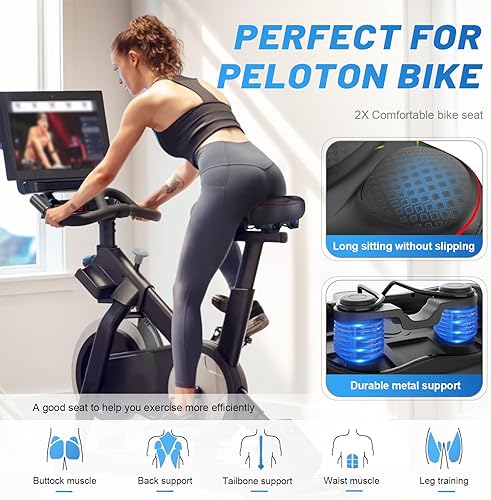 Vista 8 de Xmifer Asiento de bicicleta de gran tamaño, cómodo sillín de bicicleta, diseño de ranura media, espuma viscoelástica de 2.95 pulgadas de grosor