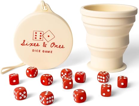 Vango Sixes & Ones Dice Game 6 Curated Dice Games All in One, Expandable Rolling Cup to Play Anywhere for Kids, Adults, Families, Travel, Perfect for Game Nights