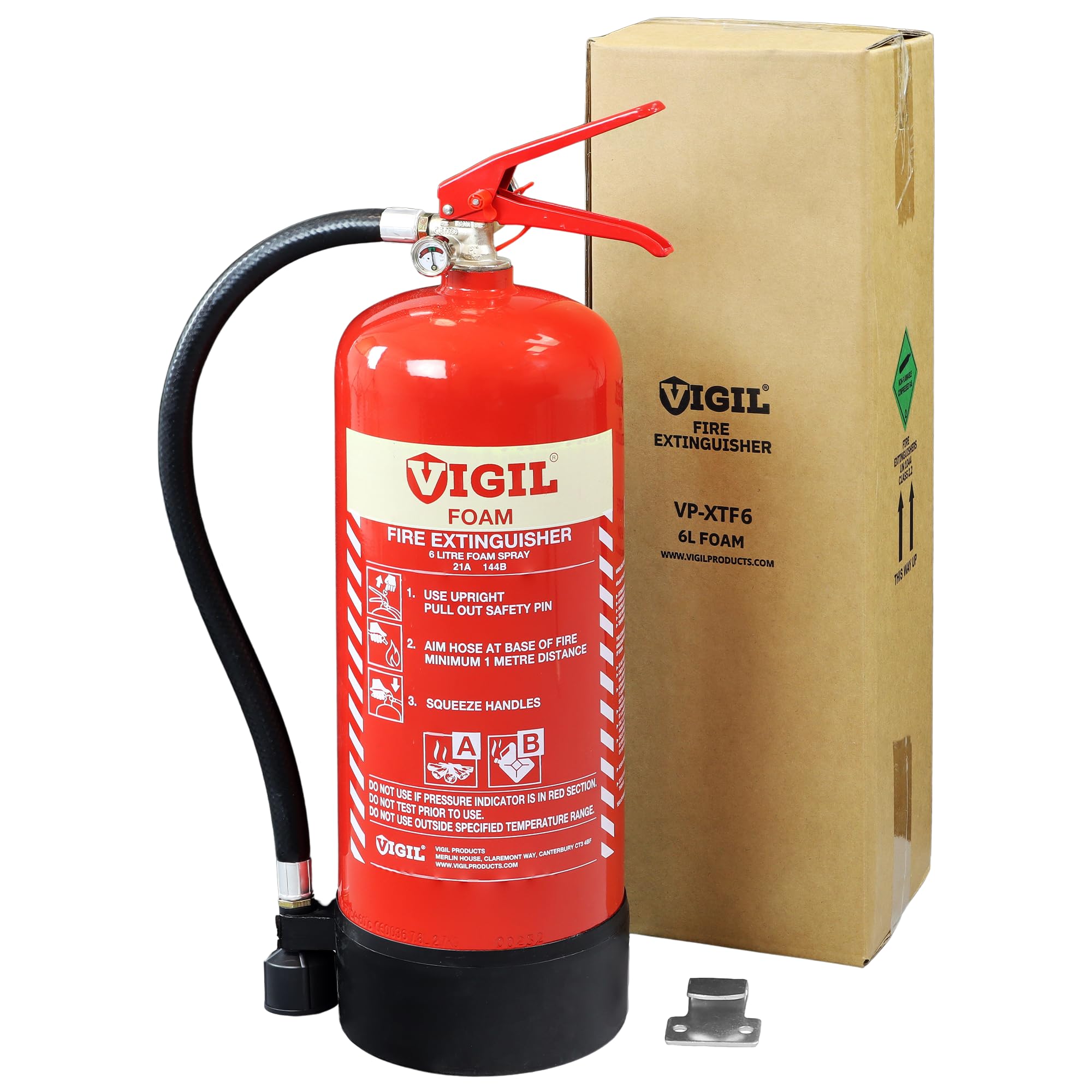 Foam Fire Extinguisher 6L β Versatile & Reliable Fire Extinguisher - 21A 144B Rating β Extinguisher for Shops, Warehouses, Offices & More - Comes with 5-Year Warranty