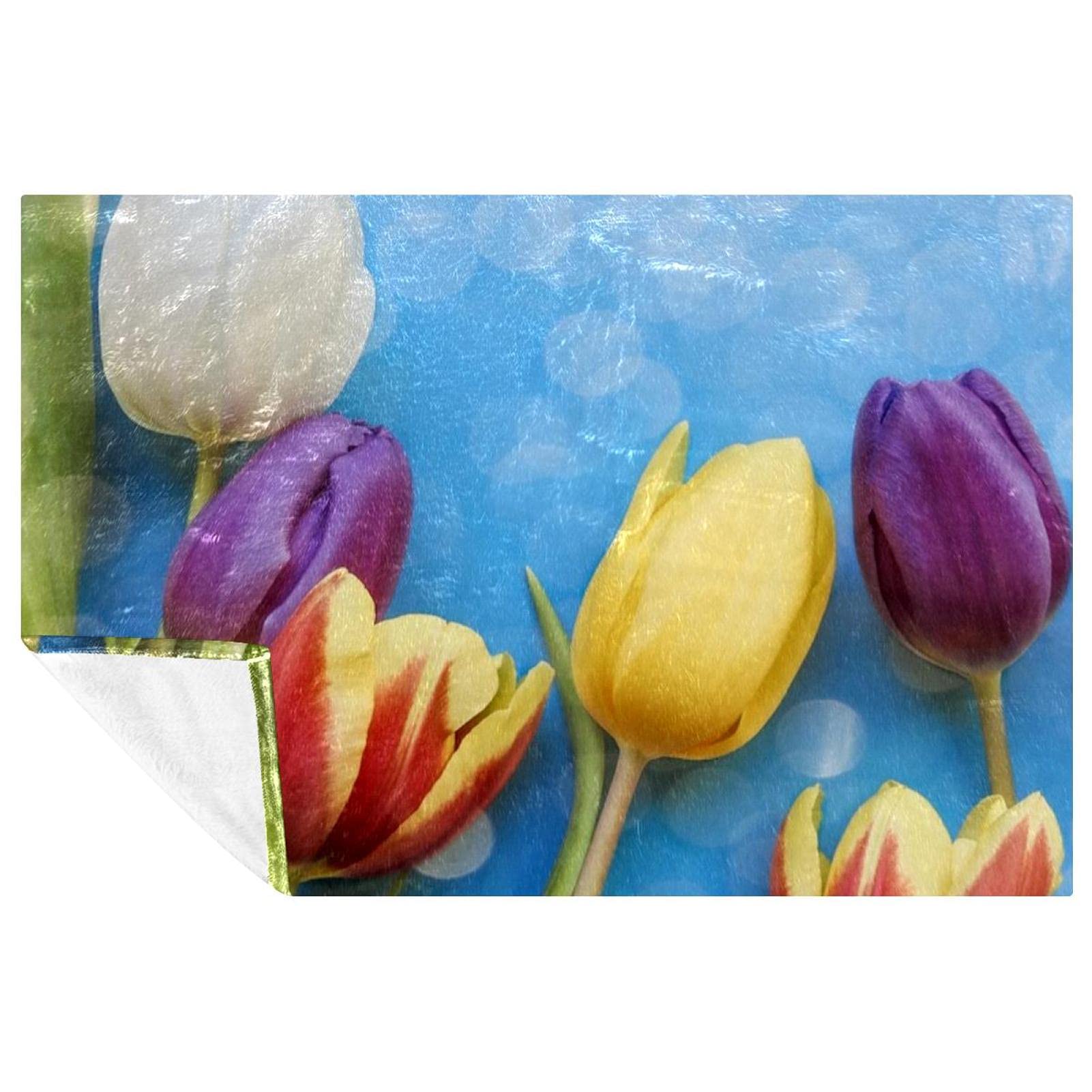 Couverture douce tulipes colorées, plaid d'exception lit et canapé