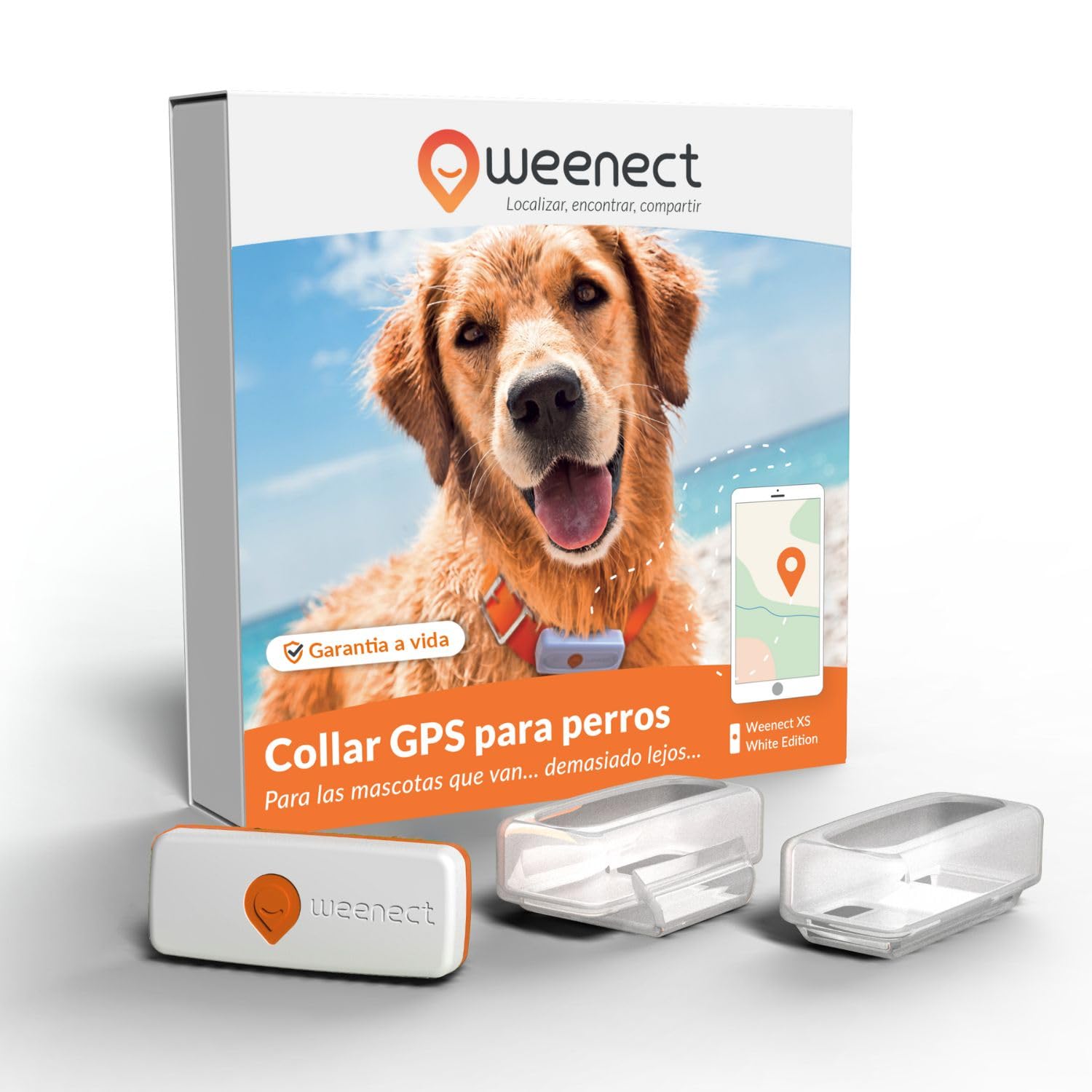 Weenect Dog XS - Nuevo GPS para Perros | Mini rastreador GPS en Tiempo Real | Impermeable | El más pequeño del Mercado | por suscripción | Garantía de por Vida