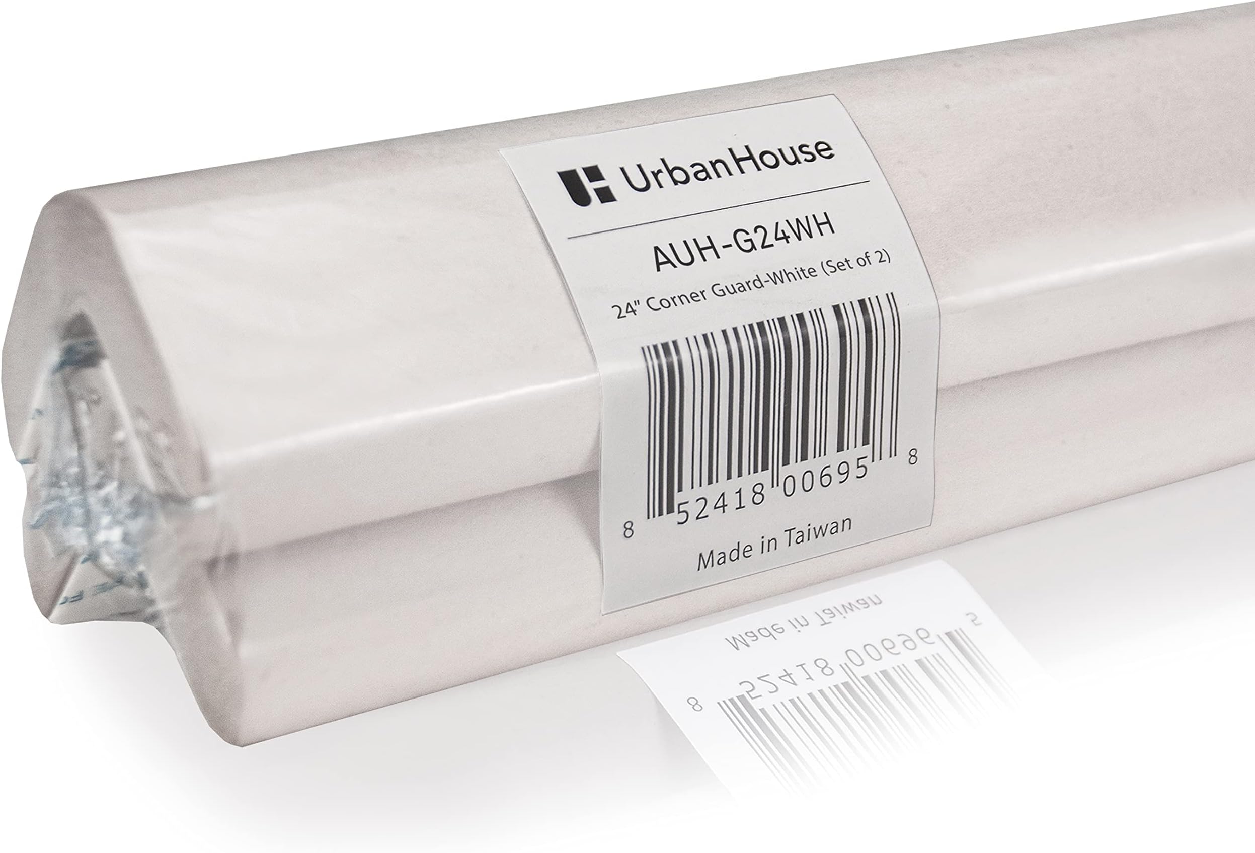 urbanhouse (2-Pack High-Density Corner Guard Edge Protector & Bumper for Parking Garages, Workshops, Baby Proofing Walls and Furniture - Neutral White, 24 Inches.