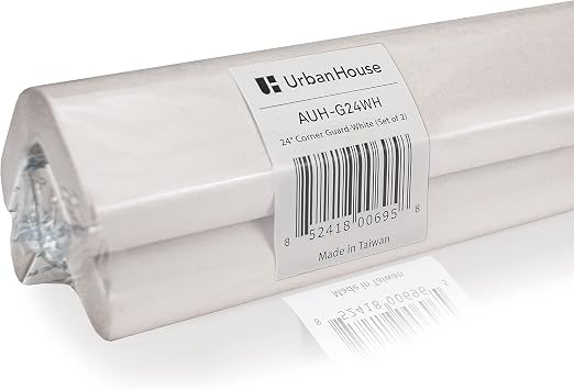 urbanhouse 2-Pack High-Density Corner Guard Edge Protector & Bumper for Parking Garages, Workshops, Baby Proofing Walls and Furniture - Neutral White, 24 Inches.