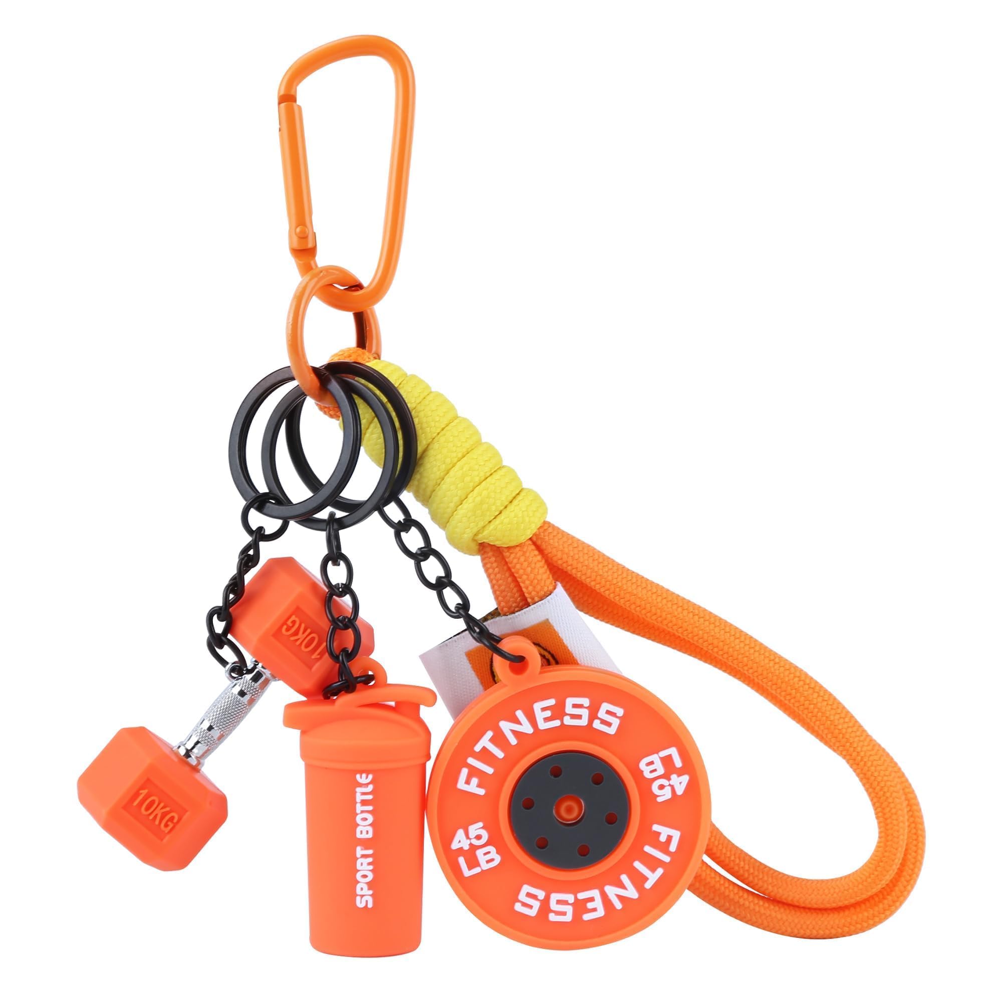 Gym Keychain for Men, Sports Accessories, Gift for Lovers for Men Dumbbell-Kettlebell-Barbell Set, PVC & Alloy Gym Accessories for Man, 25 cm Key Ring-image-12