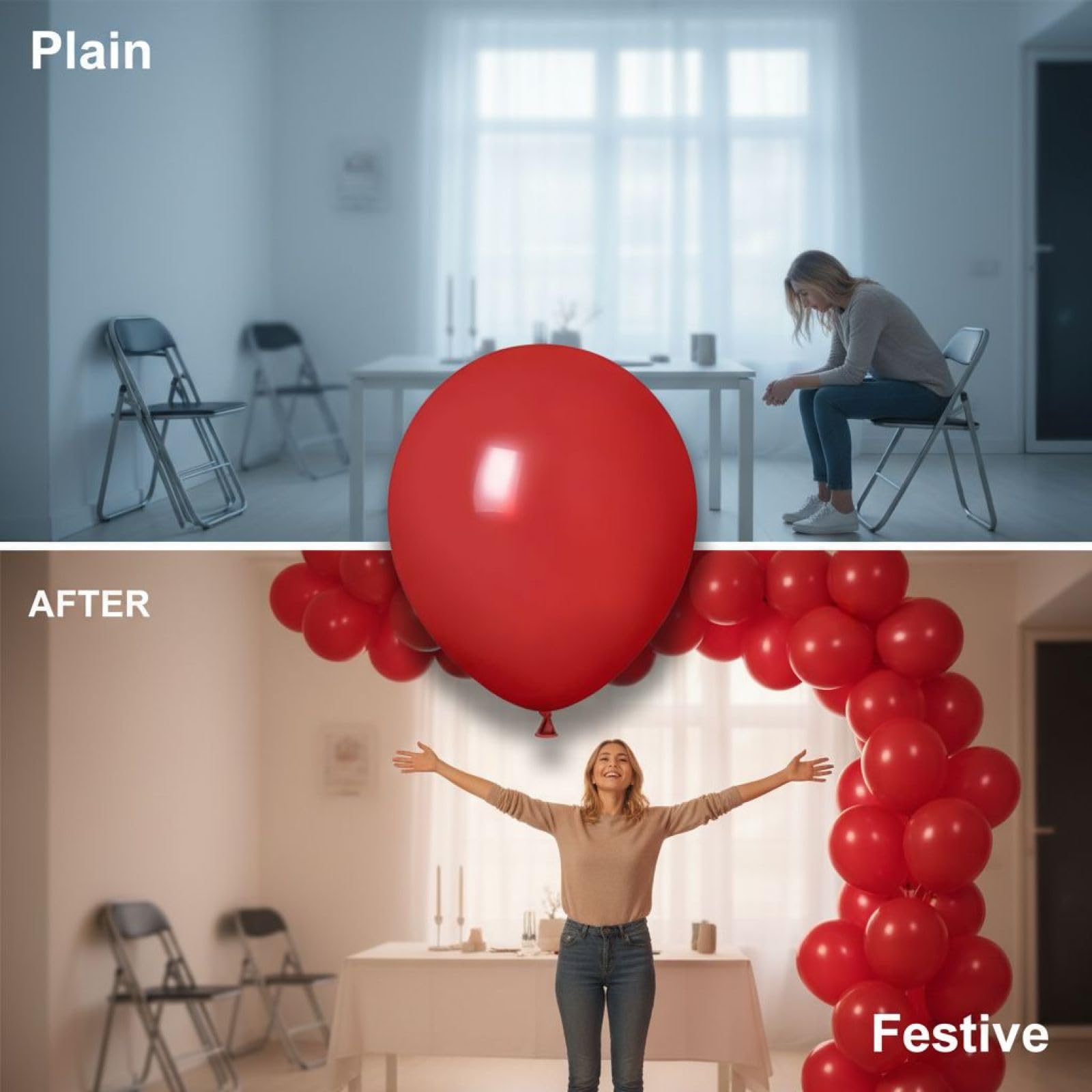 250 rote Latexballons, 10 12 18 Zoll, 25,4 30,5 45,7 cm, für Geburtstage, Hochzeiten und Events, matte Oberfläche, Ballon-Set in mehreren Größen für Partydeko und Raumgestaltung