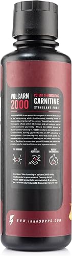 Miniatura 14 de InnoSupps Volcarn 2000 - L-Carnitina líquida, estimula la energía, sin cafeína ni edulcorantes artificiales, 32 porciones. Anillos de melocotón y