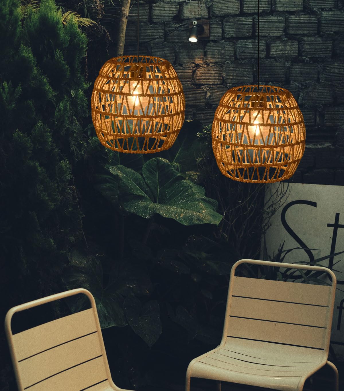 3x Rattan Hängelampe mit Batterie Außen Innen Hängeleuchte Batteriebetriebene Lampe Tragbare Boho Korb Lampenschirm Pendelleuchte ohne Strom Stromanschluss Outdoor Beleuchtung für Garten