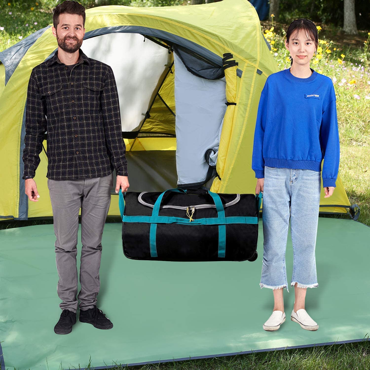 Bolsa de viaje grande con ruedas, plegable, portátil, versátil, Black-85l, 85 Liter, Clásico | Bolsa de viaje para vacaciones, viajes, acampada o fin de semana, resistente, resistente