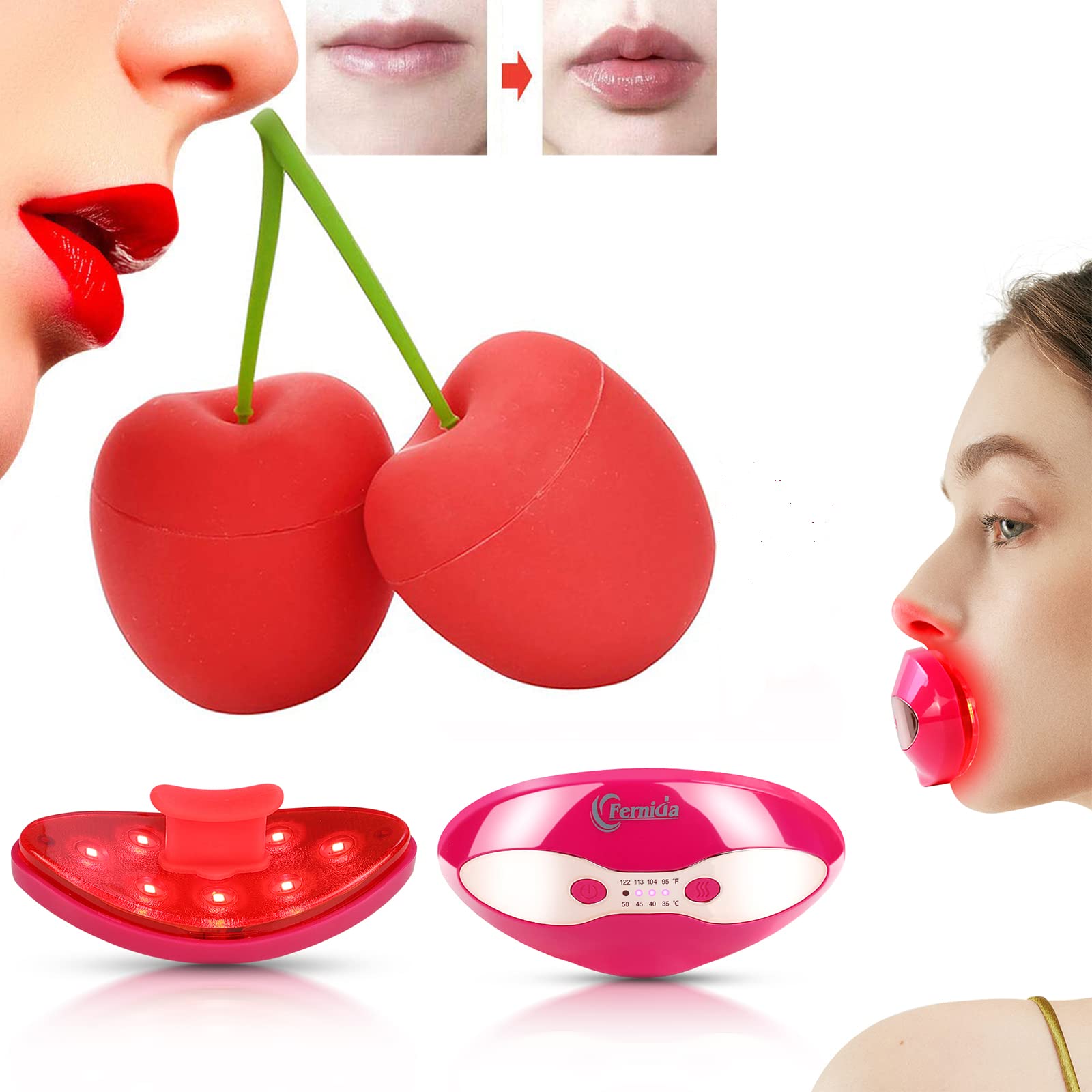 FERNIDACherry Lip plumper for Big Lip, 2 in 1 Lip and Eye Device Red Light Devce