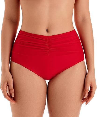 COCOPEAR V-Cross High Waisted Bikini Bottoms Tummy Control Full Coverage Bikini 