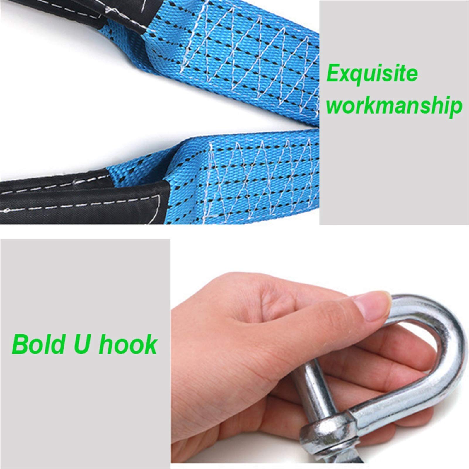 Lina Wyciągarki, Samochodowy pasek holowy Wyścigi Auto Winch Liny Nylon 5m 8 Ton Recovery Holowanie Heavy Duty Off Drogowe Akcesoria Metalowe Haczyki